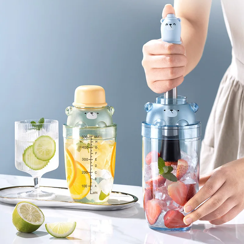 Gyro Ice Breaking Cup Cocktail Shaker Set for Tea Shop Beverage Making Tool Kit Lemon Tea Drink Preparation Professional Use