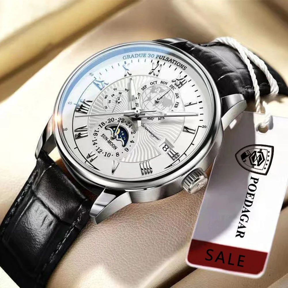 2023 New Fashion Mens Watches Leather Waterproof Luminous Top Brand Luxury Man Quartz Wristwatch Male Sport Clock Casual Watches