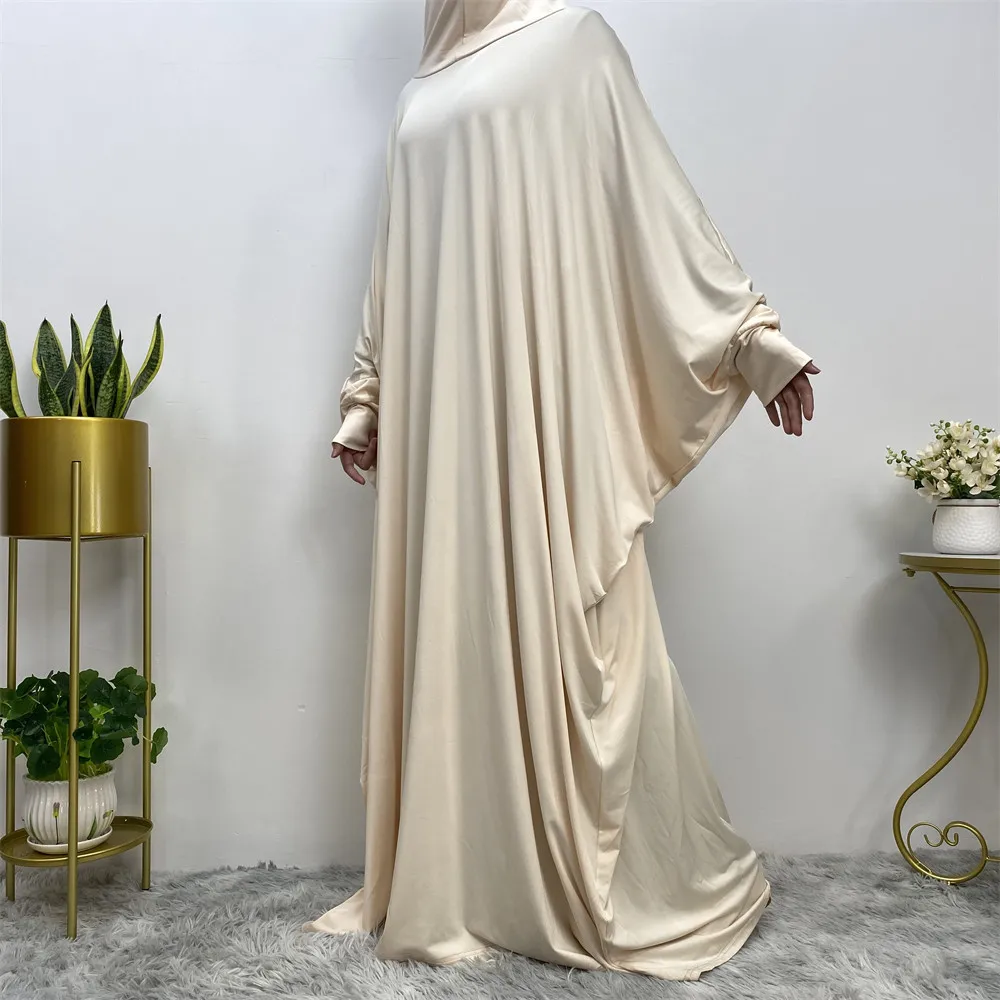 Women Islamic Abayas Hooded Abaya Ramadan Prayer Garment Loose Maxi Dress Muslim Dubai Robe Kaftan Batwing Sleeve Burqa Abayas