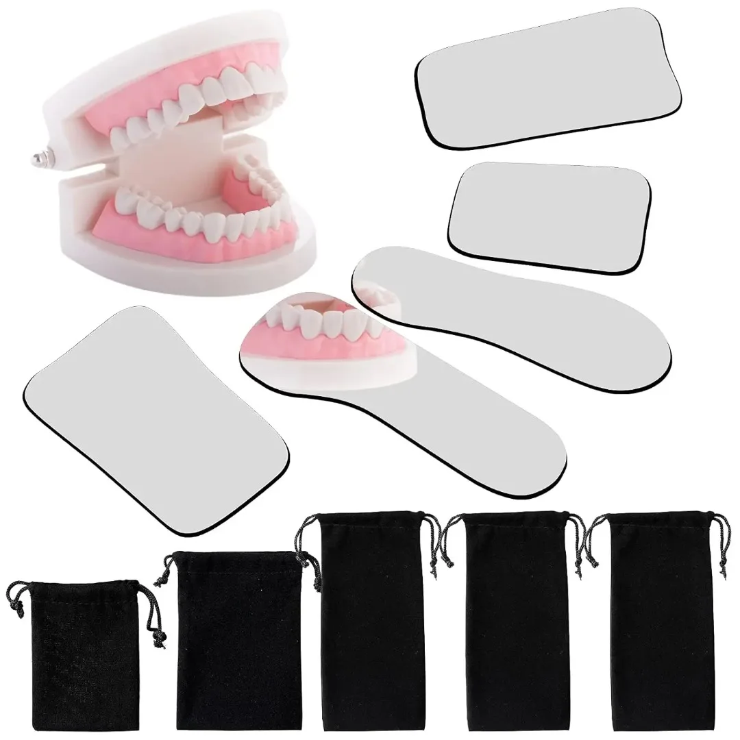 

5pcs Dental Mouth Mirror Occlusal Reflector Intraoral Photography Mirror Double Sided Mirror Dental Coated Glass Material Tools