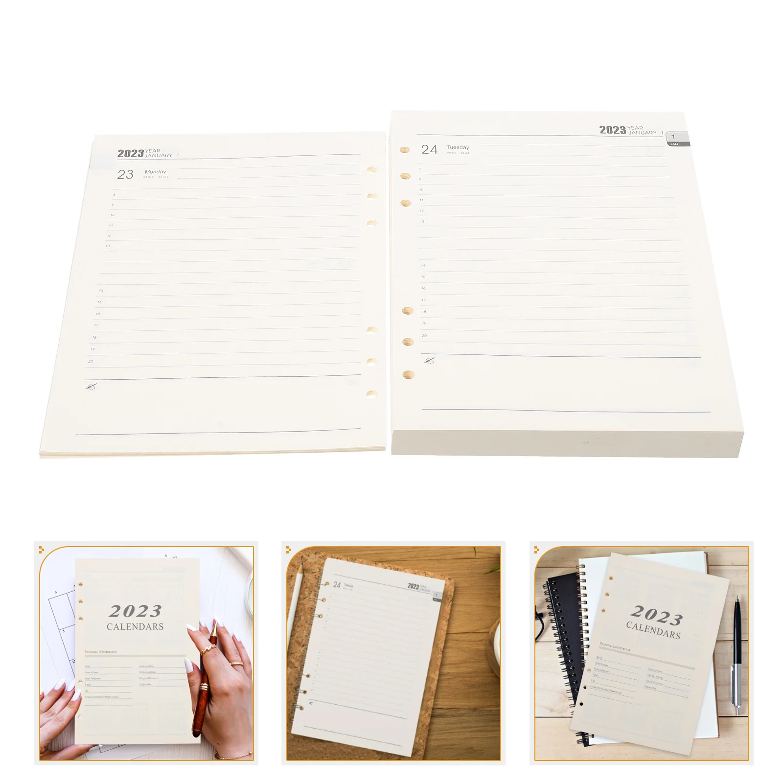 1 set di ricariche per libri di pianificazione, pagine di raccoglitori a fogli mobili portatili compatti in carta a righe premium per la contabilità del diario dell'ufficio di studio