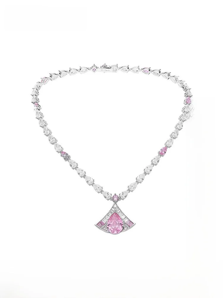 

NanaJacqueline Louvre Pink Gradient Pendant Necklace Women's Vintage Luxury Birthday Gift Fashionable out Necklace