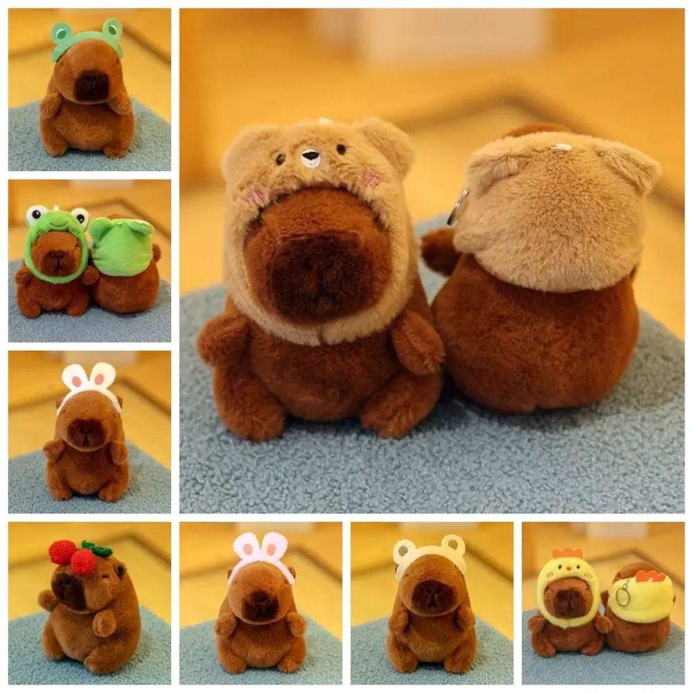 

Rabbit Hat Capybara Plush Pendant Frog Hairpin Hairpin Bear Capybara Plush Keyring Cherry Cartoon Capybara Plushie Doll