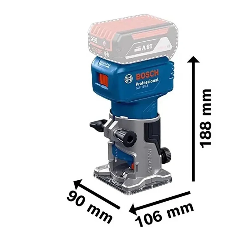 Imagem -02 - Bosch-glf 18v8 18v Máquina Router Elétrico Aparador de Madeira Ferramenta de Carpintaria Entalhes Ferramentas Eléctricas Dedicadas 30000rpm