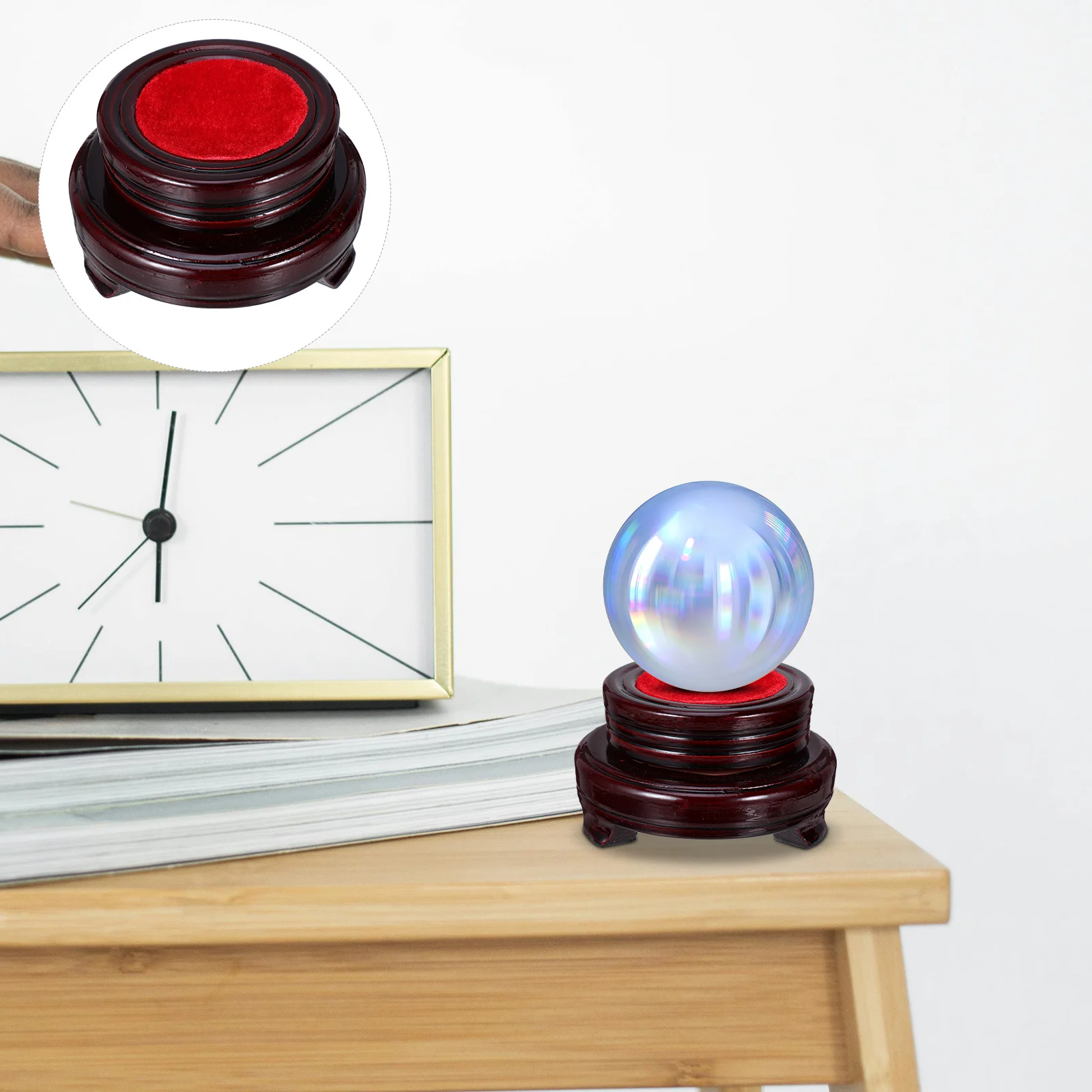 

Wooden Crystal Ball Stand 8-10Cm Rotating Base Vintage Tabletop Display Pedestal For Home Decor Office Desk Ornament Small