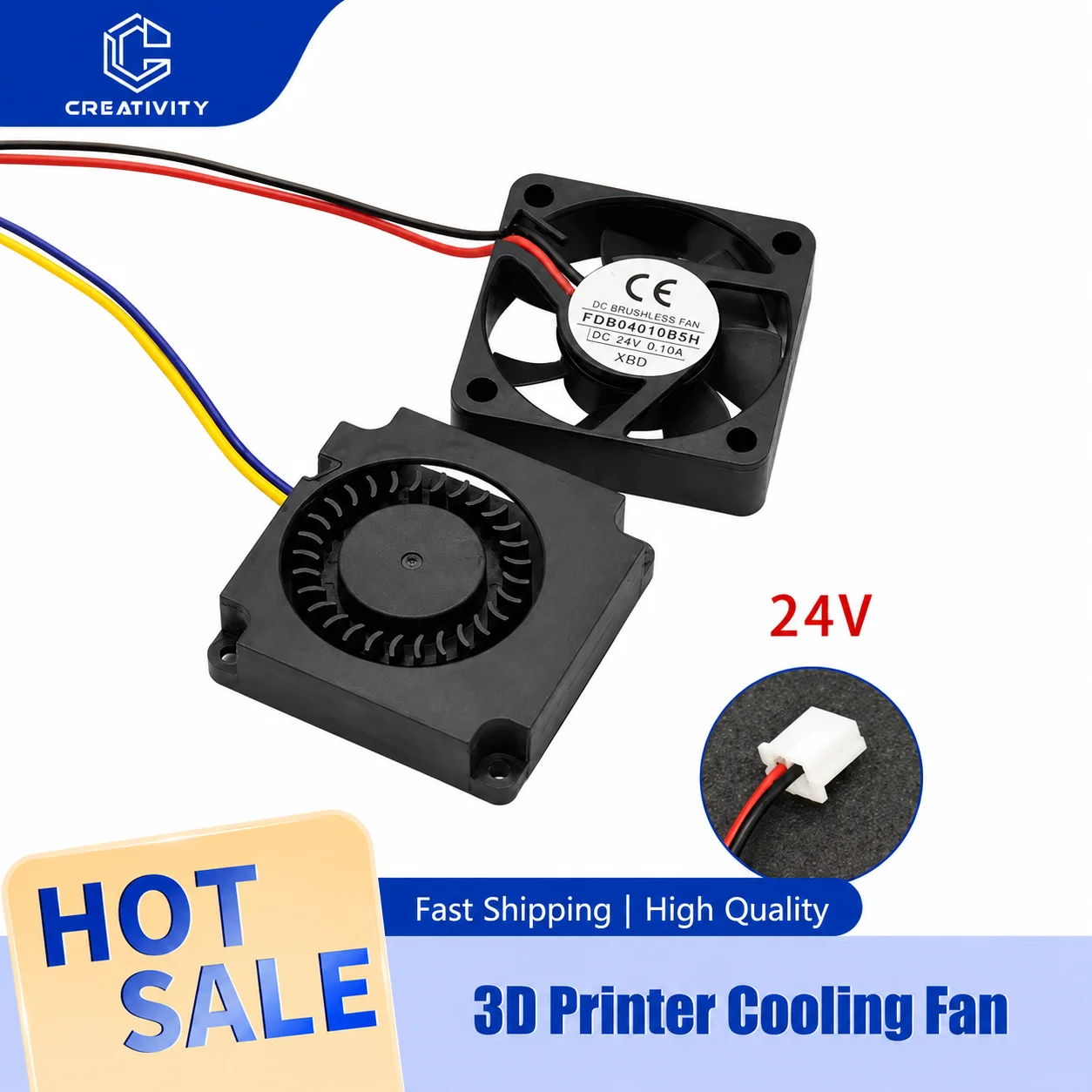 3D Printing 4010 Fan Suitable for Models Ender3 V2 Ender3/Ender3Pro CR10 Fan DC24V Black Plastic 3D Printer Extruder Cooling Fan
