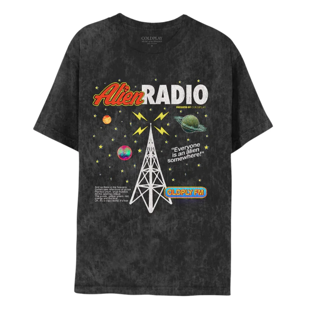 COLDPLAY Alien Radio Music Of TheSpheres World Tour Tee Summer Fashion Pure cotton Men's T-Shirt Kid's Clothing Tee Y2k Woman