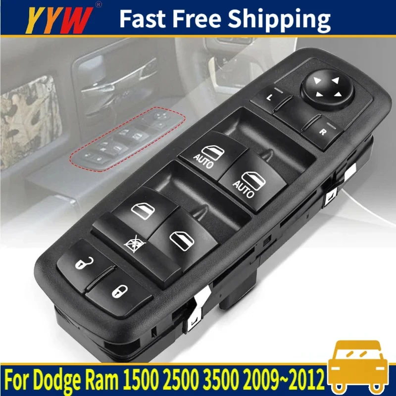 

Панель управления стеклоподъемником автомобиля, главный переключатель стеклоподъемника для Dodge Ram 1500 2500 3500 2009 ~ 2012 2010 2011, со стороны водителя, левый