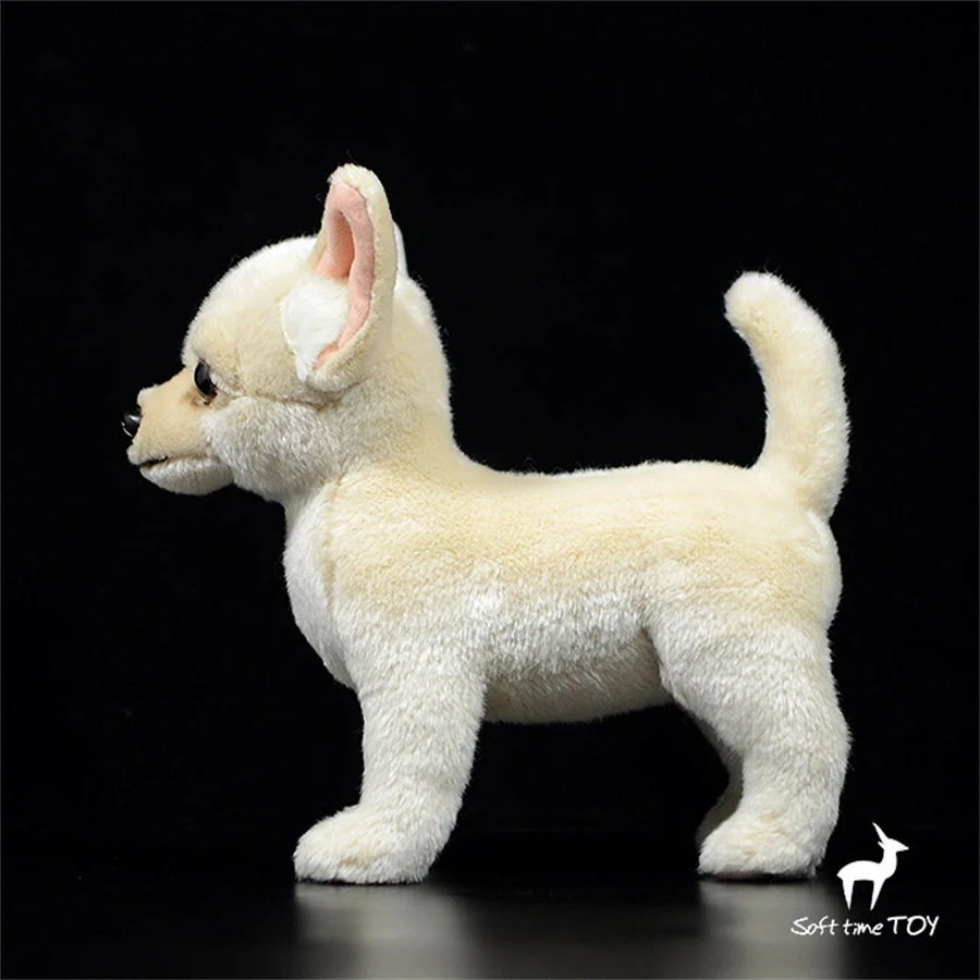 Juguete de peluche realista de Chihuahua, animal relleno de perro Chichi realista, peluche de cachorro de Chihuahua, regalo de muñeco de Chihuahua de simulación