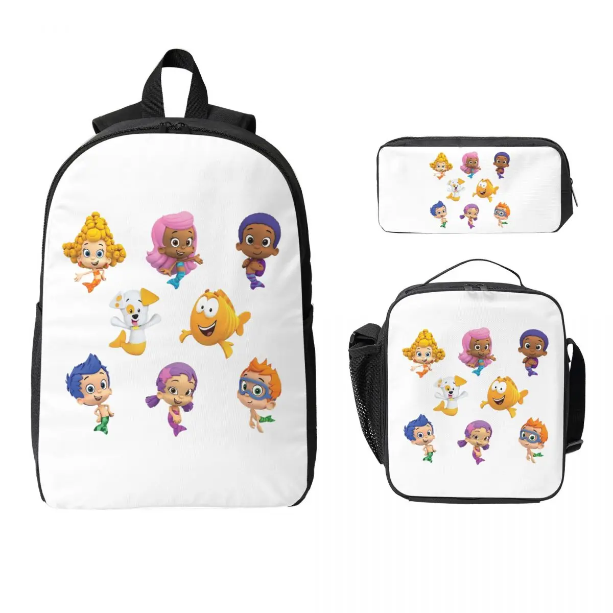 

All Bubble Guppies Together Cartoon Mermaids Kids Backpack BookBag School Bag Laptop Shoulder Bags 3ps Lunch Bag Pencil Case