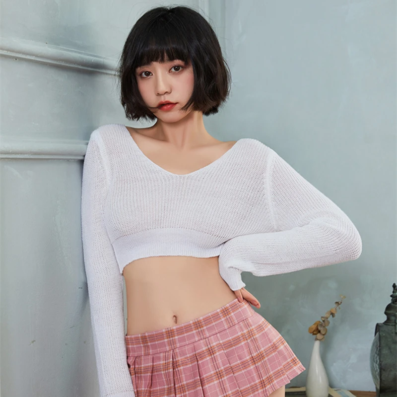 Korea Style Fashionable Cute College Clothing Student Women Sexy Lingerie Role Play Costume Temptation School Uniform Top