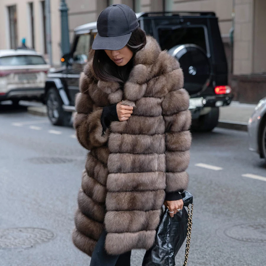 

Fox Fur Jacket Women Real Fox Fur Jacket Female Winter Clothing Winter Long Jacket Luxury Best Selling