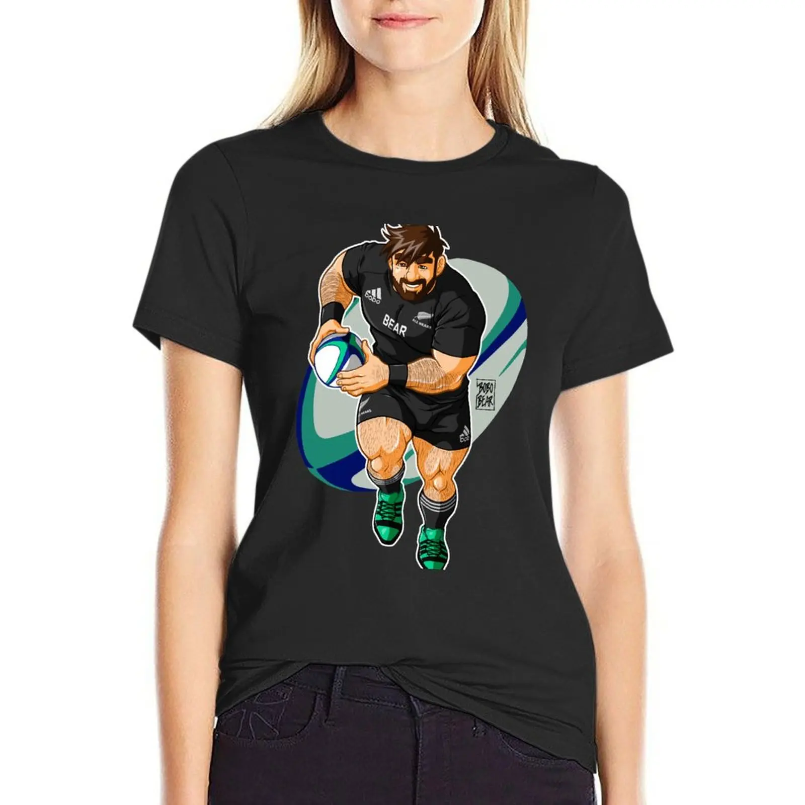 

ADAM LIKES TO PLAY RUGBY - NEW ZEALAND T-Shirt female summer clothes summer tops black t-shirts for Women