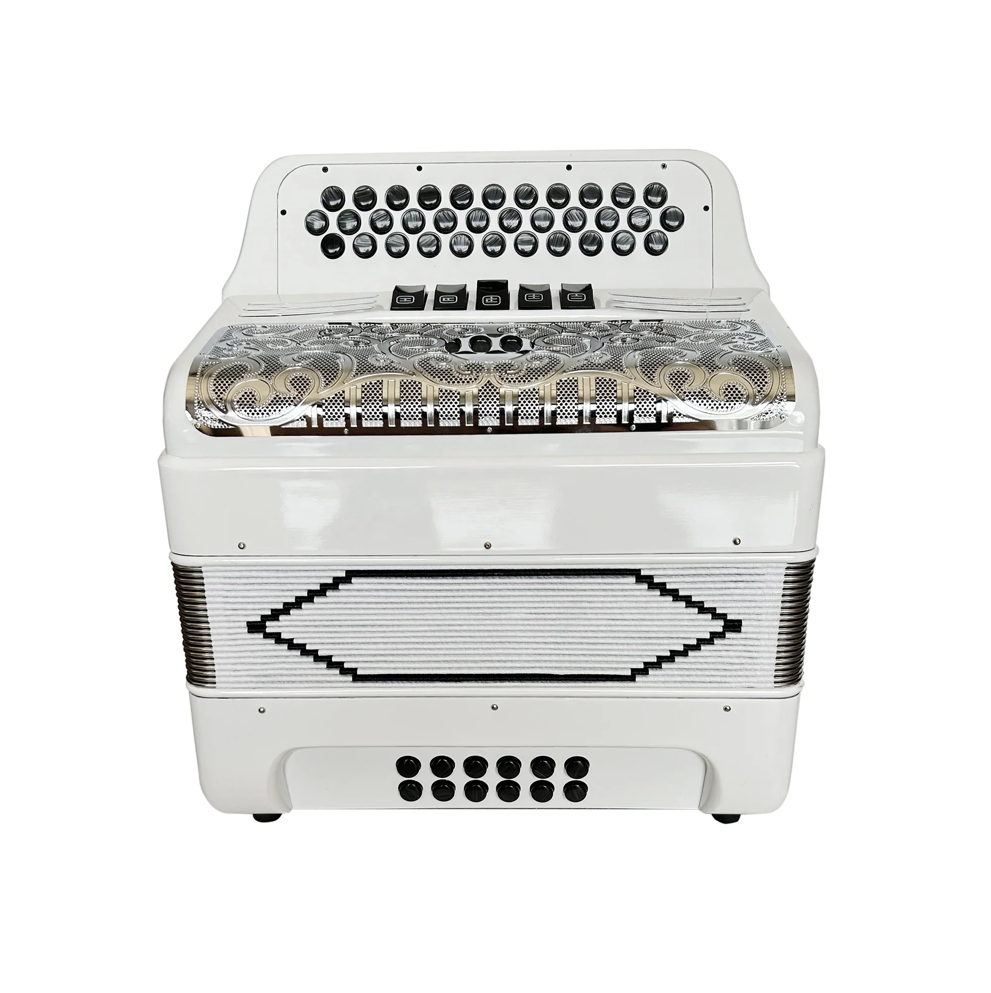 

SEASOUND OEM 34 Buttons 12 Bass 5 Registers Bright White Accordion Silver Grill White Buttons Accordions Acordeon JB3412D