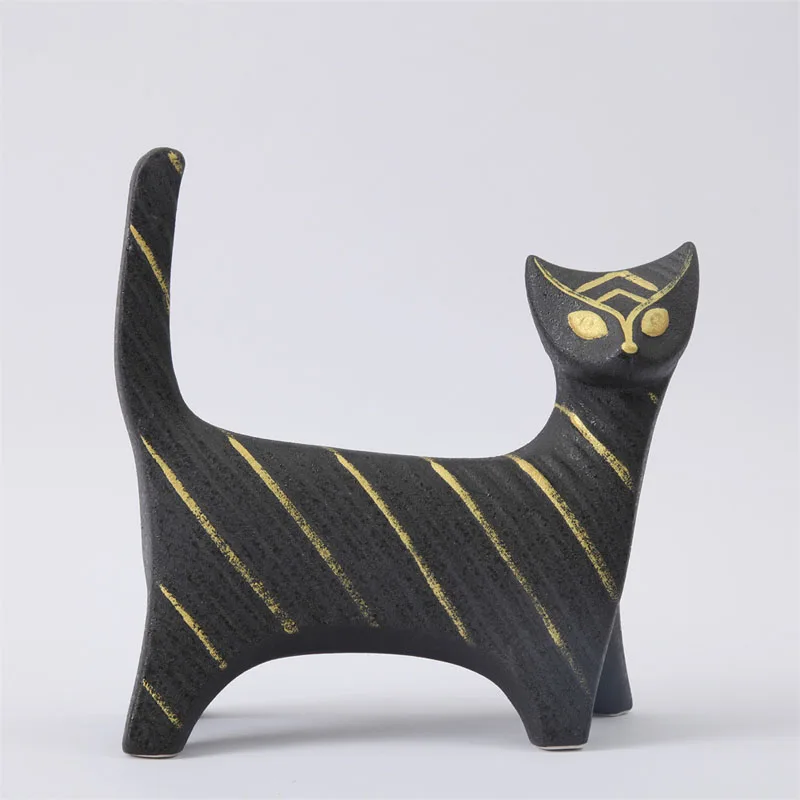 Ceramic Persian Cat Crafts Ornaments, Minimalist, Black and White, Gold, Creative, Modern, Living Room, Office Decoration