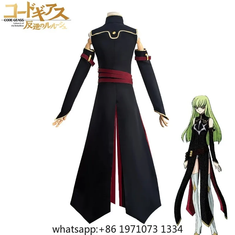 Anime Code Geass C.C. Cosplay Costume Black Dress CC Uniform Lelouch of The Rebellion Halloween Party Women Girls Props iCoser
