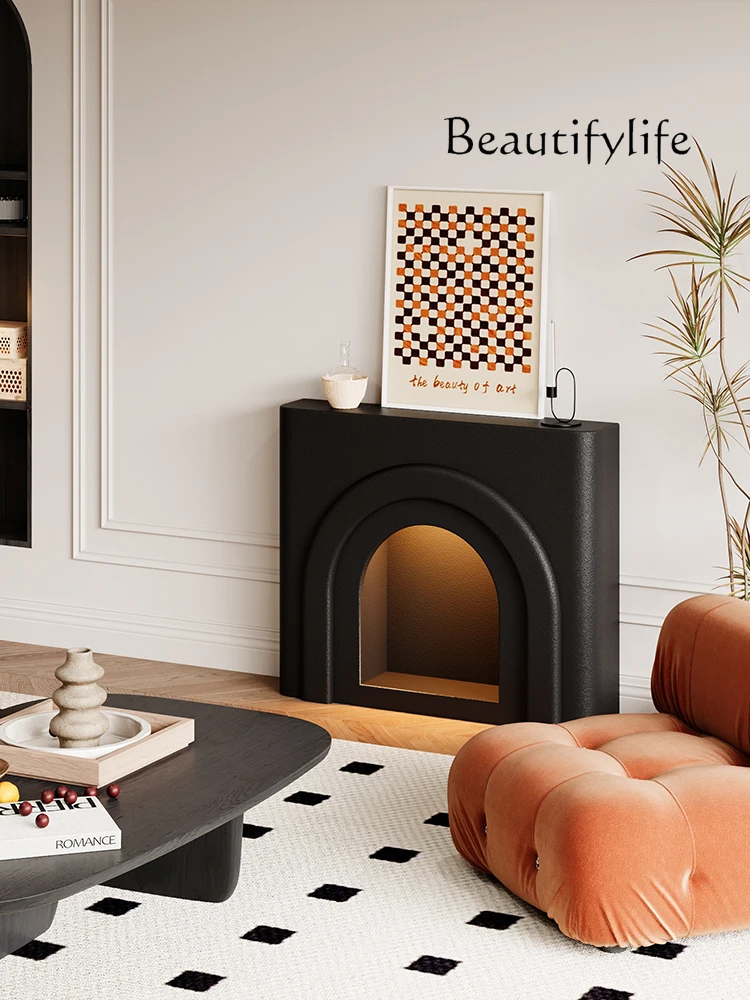 Cream Style Decorative Fireplace Led Internet Celebrity Wall Cabinet French Living Room Floor Storage Cabinet