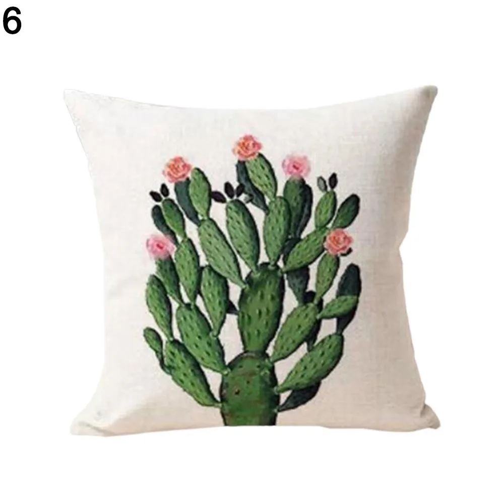 CIFBUY Succulent Cactus Potted Linen Pillowcase Comfortable Decorative Cushion Cover for Sofa Home Living Room Bedroom Decor