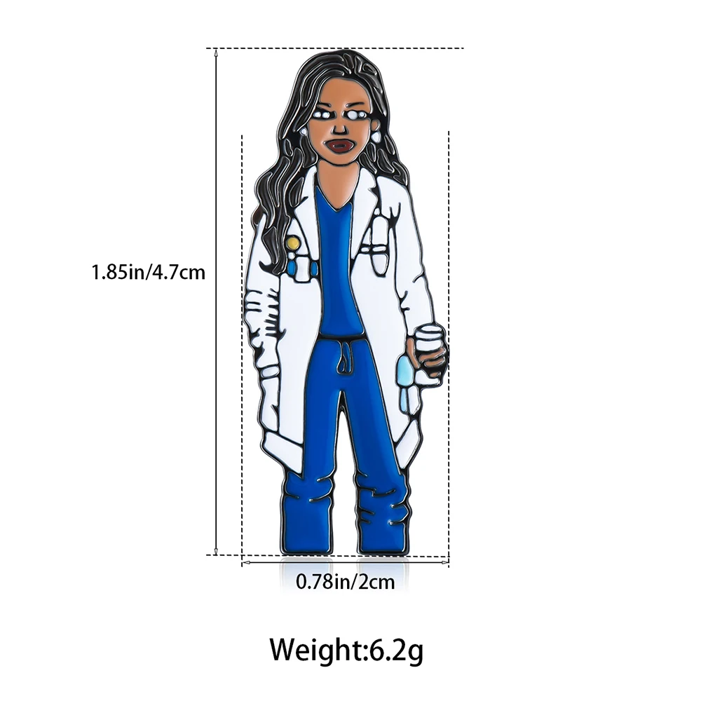 DCARZZ Black Women Doctor Enamel Brooch Pin Medical Jewelry Backpack Lapel Badge for Medicine Staff Nurse Gifts