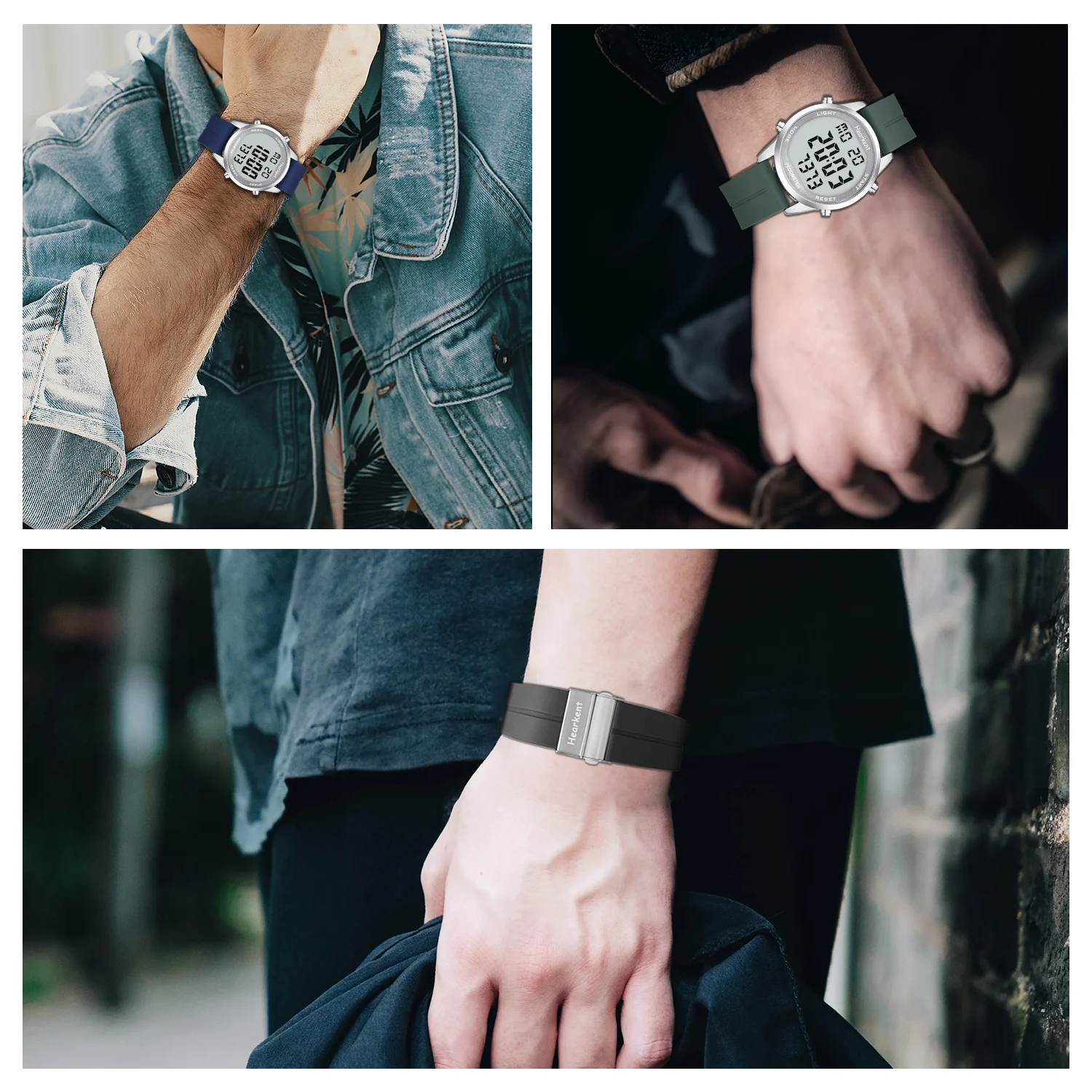 Silicone Watch Strap 20mm For Hearkent Watch Deployment Buckle Soft Sport Waterproof Black Green Blue Diving Bracelet Wrist Band