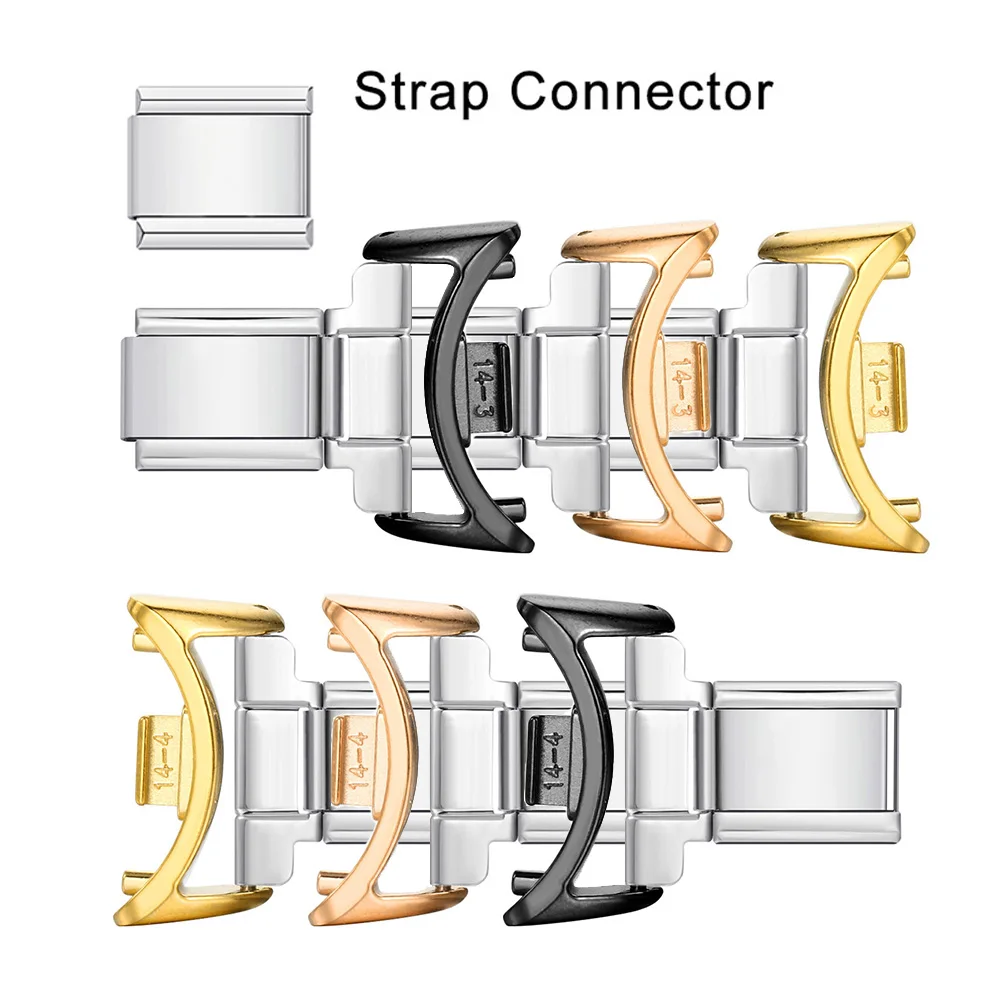 � Stilvoller Edelstahl-Smartwatch-Adapter für 14 mm Armbandverbinder, Herren und Damen, italienischer Charm-Link, 9 mm Armband, DIY-Schmuck, Geschenk – Detail 2