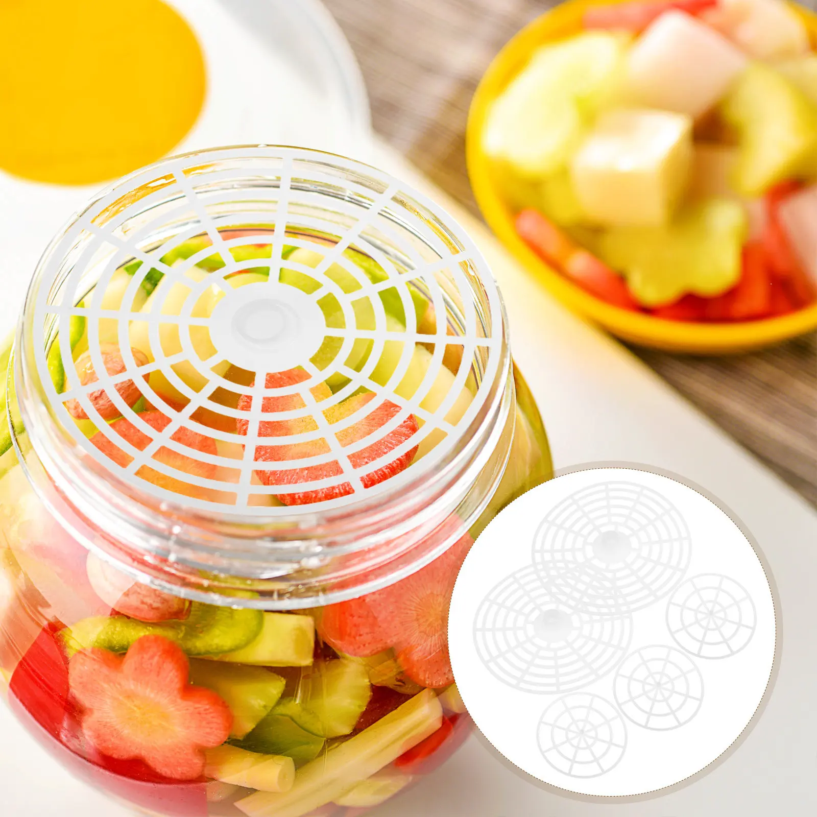 5pcs Pickle Jar Press Plastic Fermentation Mesh Weights Press Fixing Plate Plastic Fermenting Jar Pickle Fixer For Home Kitchen