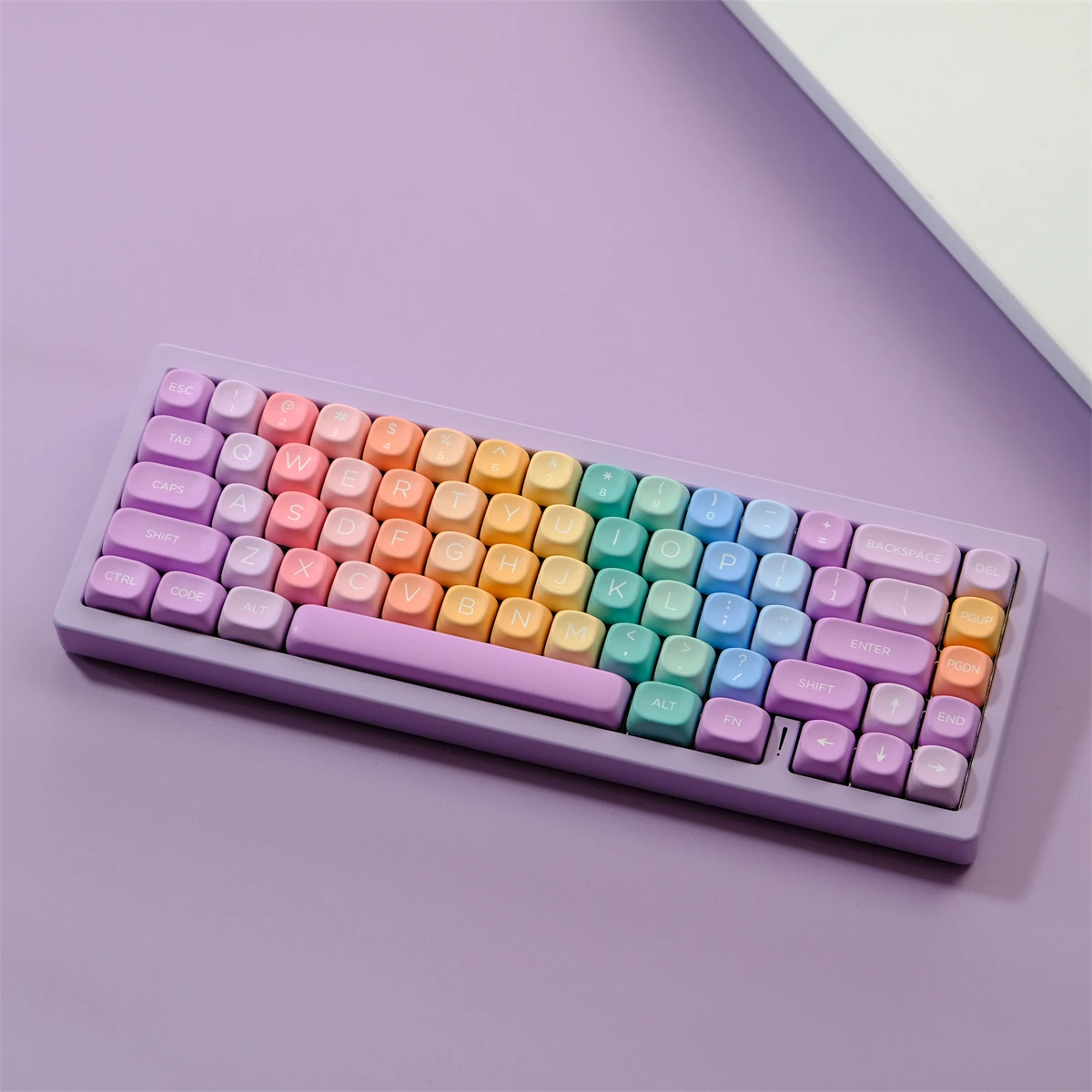 Colorful Soft Candy Gradient Keycaps XOA MOA Profile Keycap PBT Dye Sublimation KeyCap 126 Keys For MX Mechanical Keyboard