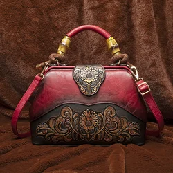 Vintage Style Handbag with Flower Pattern for Women, Fashion PU Material Shoulder Bag for Gift Giving for Mother-in-law