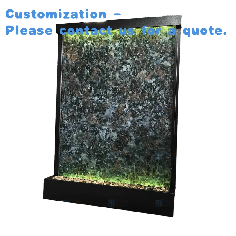 custom.2.13meters High Indoor Zen Style Waterfall Fountain Artificial Marble Glass Features Durable Metal