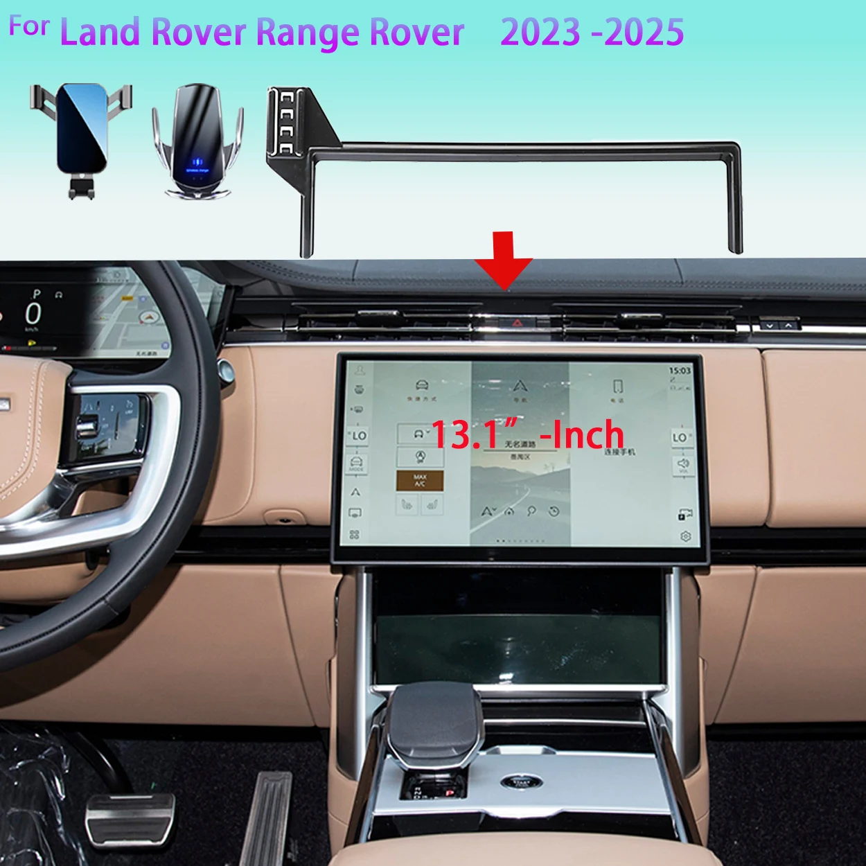 Car Mobile  Phone Holder For Land Rover Range Rover 2023 2024 2025 Sport GPS 15w Mounts Wireless Charging Accessories