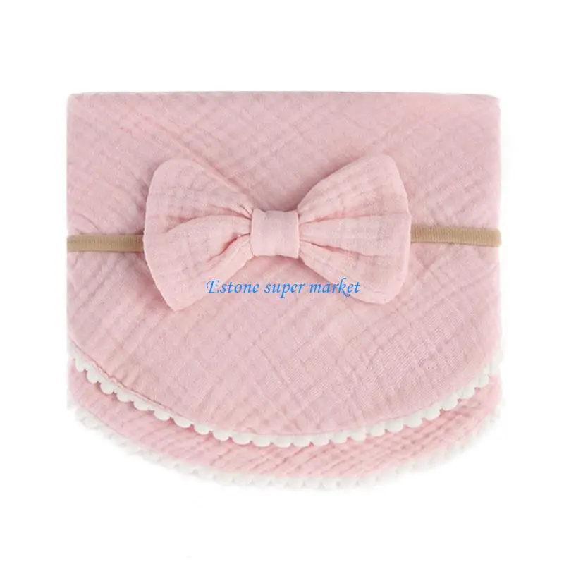 

090B Baby Bandana Drool Bibs Bows Hair Band for Newborn Party Baby Photography Prop Keep Baby Dry All Day Attractive