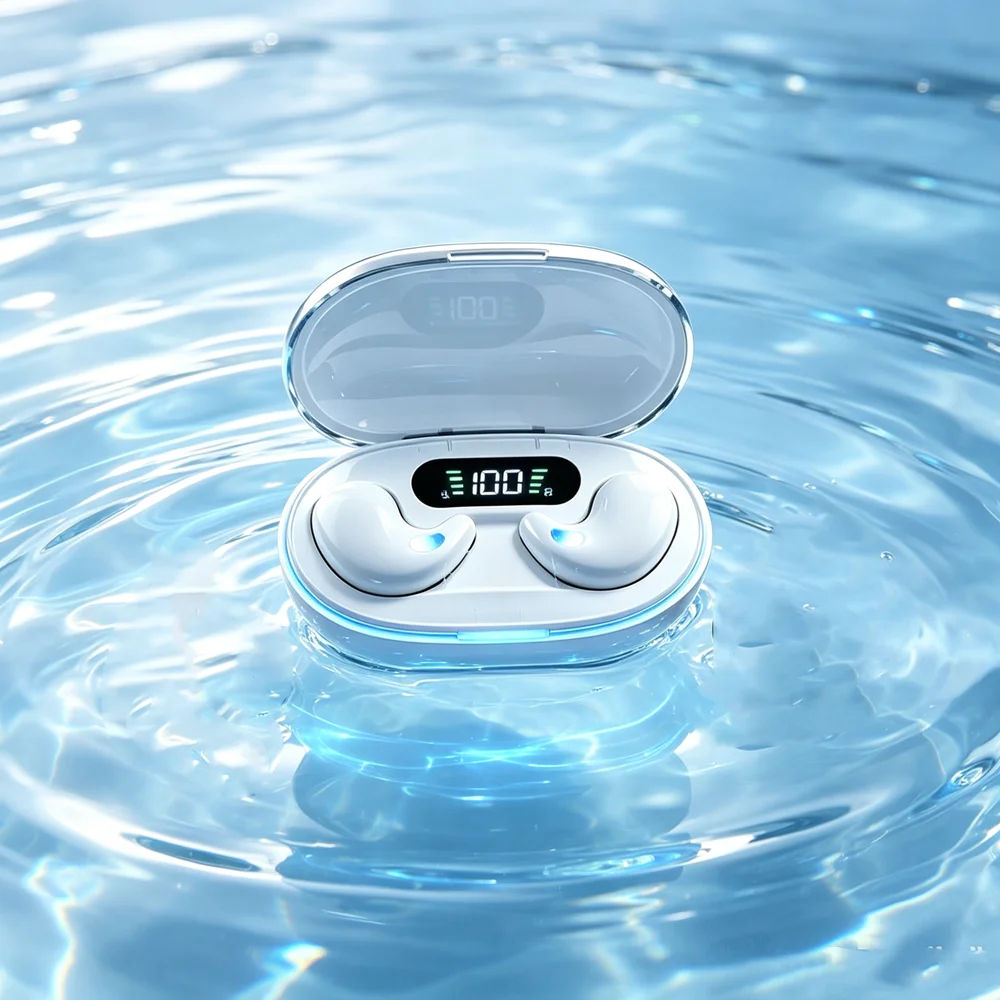 Bluetooth-Compatible Wireless Earbuds with Mic Invisible Sleep Earphones Sense-Free Micro Sleep Earbuds for Travel and Business