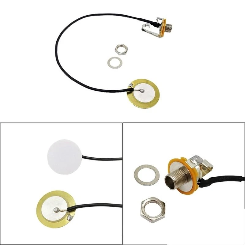 Kalimba Thumb Piano Pickup Piezo Transducer with Endpin Jacks Contact with 6.35mm End Pin Jacks for Thumb Piano Kalimba