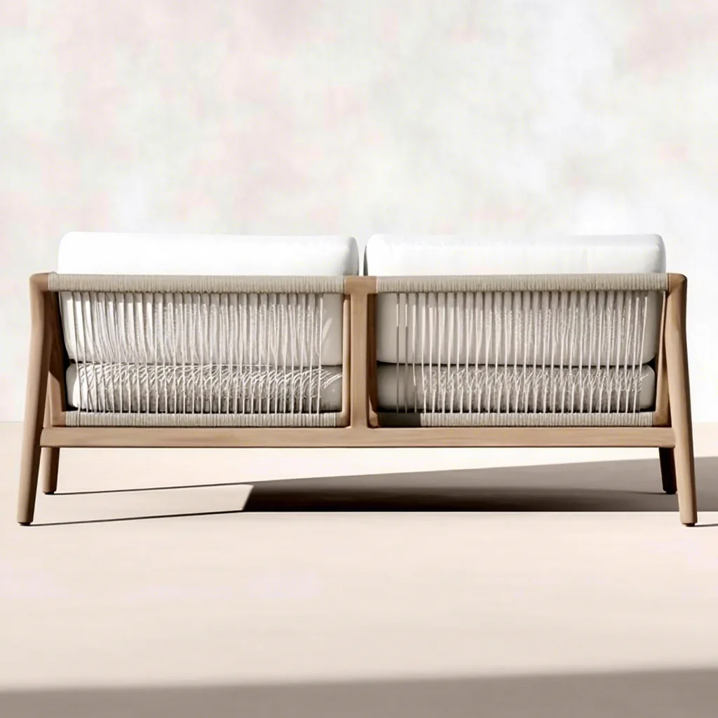 2026 Customized Modern Teak Outdoor Sofa Set Luxury Villa Hotels Patio Garden Furniture Wood Rope for Living Room Bedroom