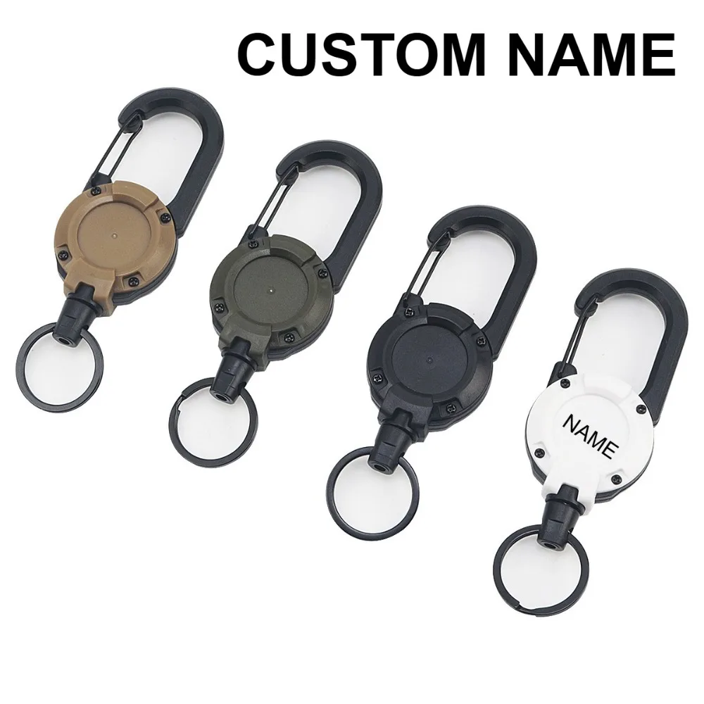 

Stainless Retractable Outdoor Camping Rope Keyring Custom Name Anti-theft EDC Keychain Carabiner Lanyard Key Chain Ring Gift