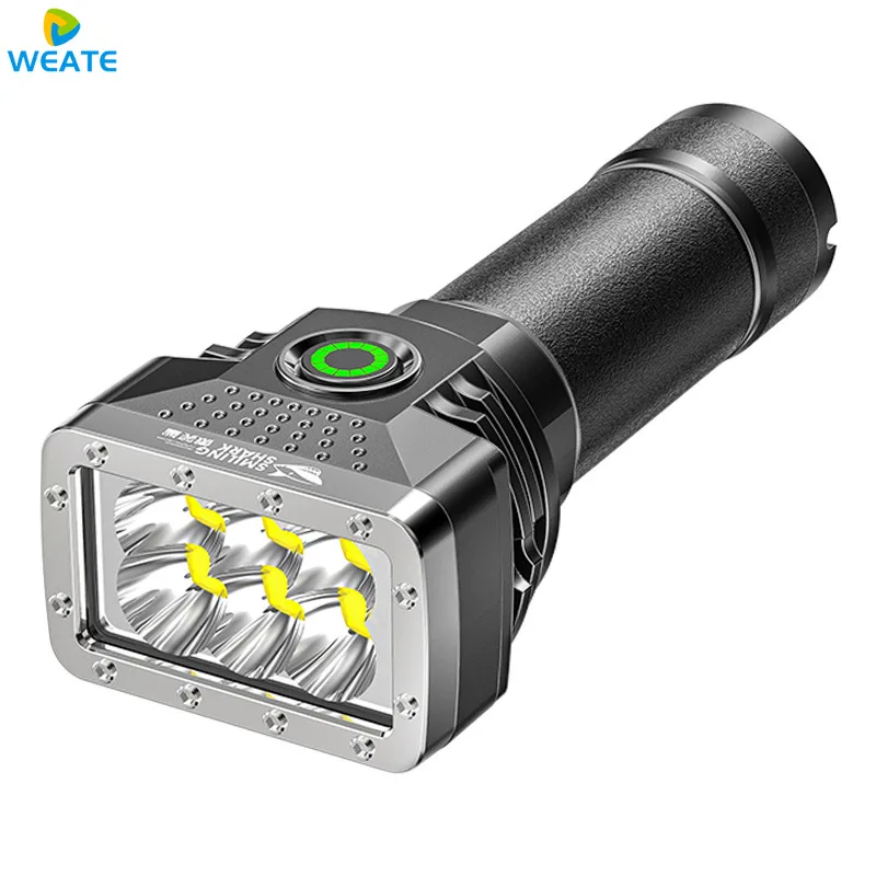 6*LED Torch High Brightness Strong Light Torch 4 Lighting Modes  Lantern Fixed Focus Portable Flashlight Outdoor Fishing Torches