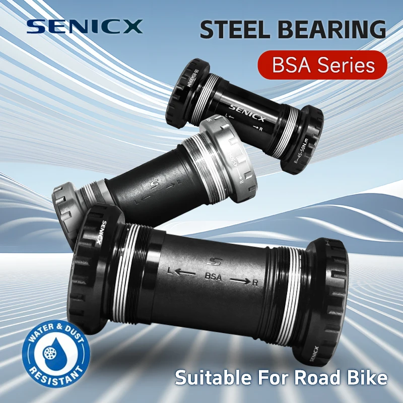 

BSA Threaded Bottom Brackets for Bicycle Cranksets 24mm/28.99mm/30mm Axis Road Bike Central Movement Dustproof Steel Bearing BB