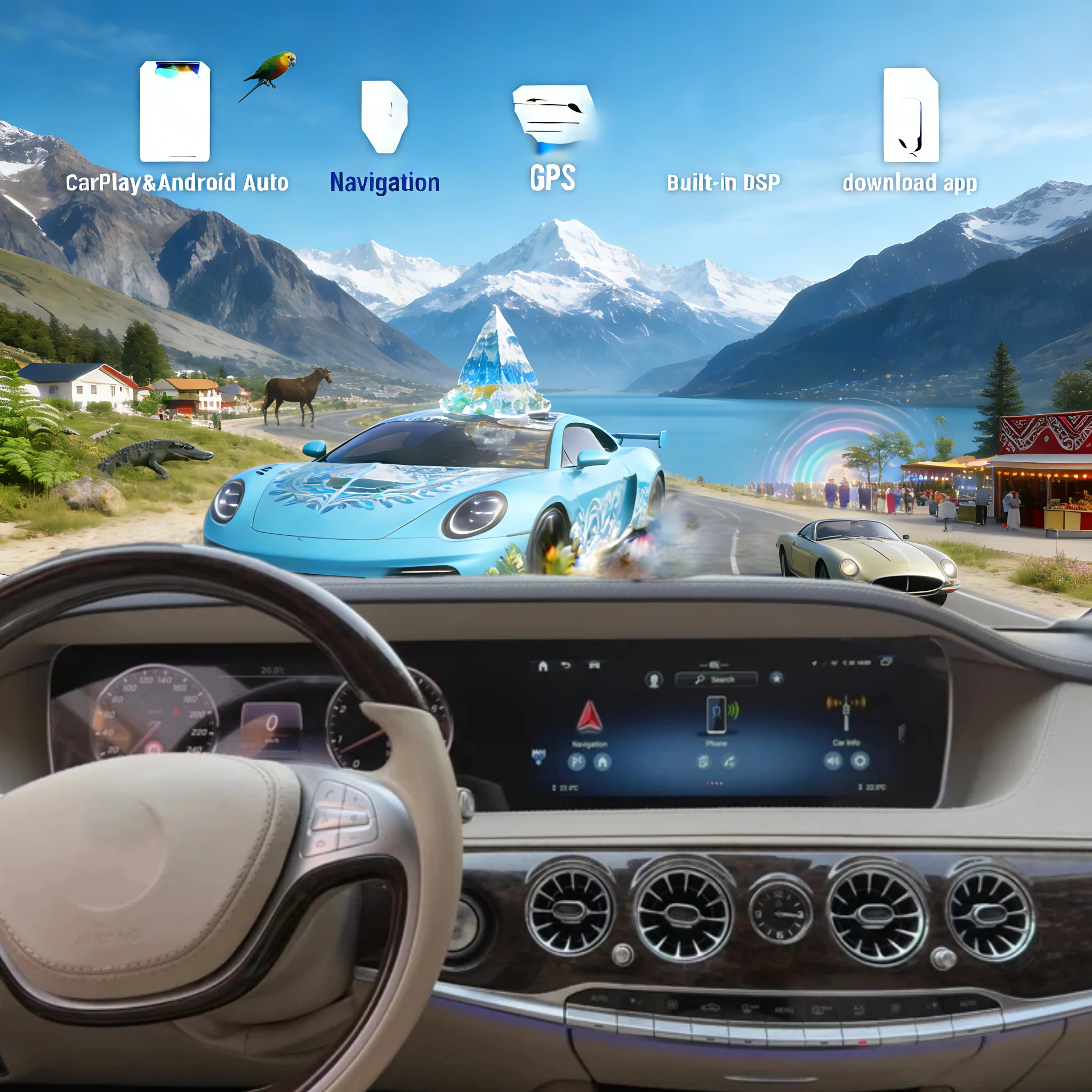 

24.6" L RHD Android 14 Carplay Auto Car Radio For Mercedes Benz S Class W222 S350 S500 2018-2023 GPS Multimedia Stereo Player