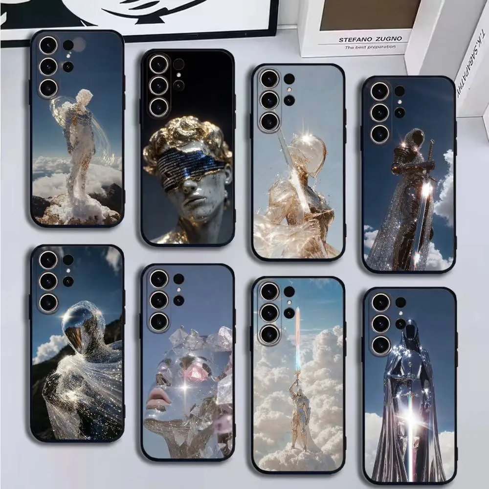 

Shining Art Phone Case For SamsungS25,24,21,22,23,30,Ultra,20,Plus,Fe,Lite,Note,10,9,Soft Black Cover