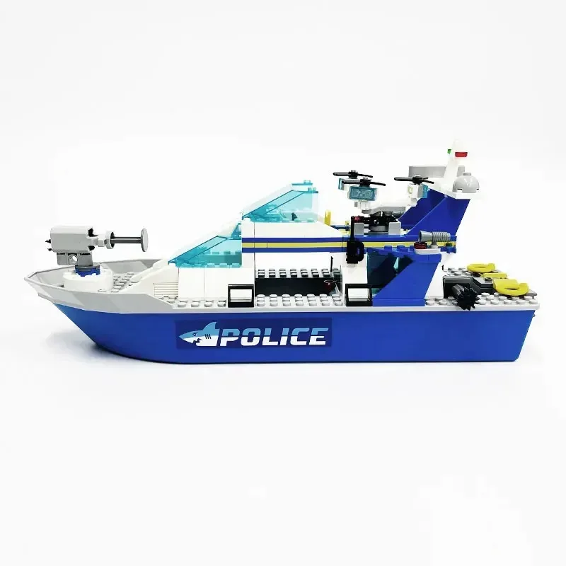Bouwstenen kinderen City Series Politie Patrouilleboot Schip Assemblage Stad groep politieboot jongen MOC Gift Assembly Toy