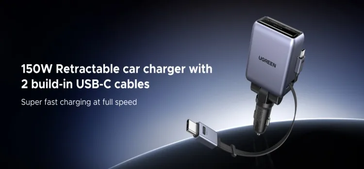 UGREEN 130W USB C Fast Car Charger For Xiaomi iPhone 18 Samsung Galaxy S25 Laptops PD3.0 Fast Charging USB Type C Car Charger
