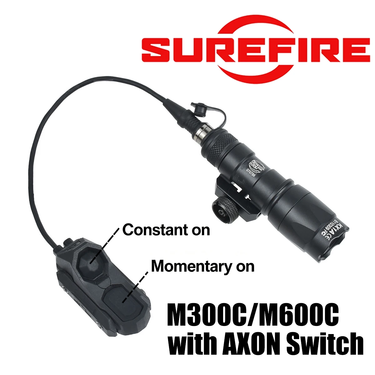 SureFire M300C M600C Tactical Scout Light with AXON Dual Control Remote Pressure Switch,  Airsoft Hunting Rifle Flashlight