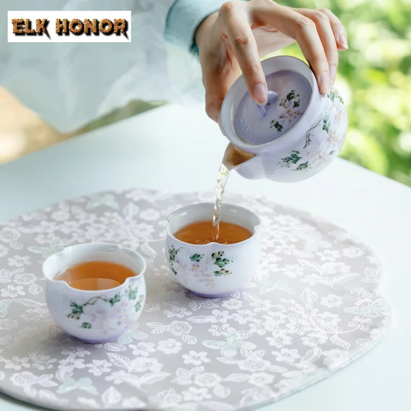 190ml Hand-painted Wisteria Flower Teapot Aesthetic Tea Infuser Pot Tea Maker Kettle With Strainer Flower Tea Teaset Ornaments view 5