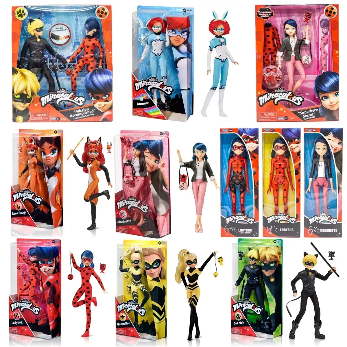 

Playmates Miraculous Ladybug Cat Noir Marinette Queen Bee Rena Rouge Action Figure Joints Movable Toy Fashion Doll Kids Gifts