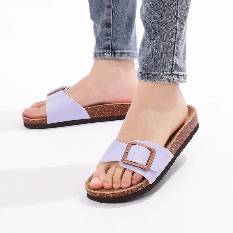 Evshine 2024 Summer Flat Slippers For Women New Design Women Clogs Women\'s Mules Fashion Cork Clogs Slippers Adjustable Buckle