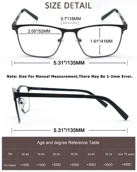 Modfans 男士防藍光閱讀眼鏡,金屬鏡框,雜誌閱讀放大鏡,老花鏡片,度數+0.75~4.0 10 最佳銷售 屈光度眼鏡 - №9