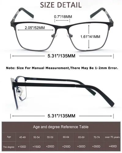 MODFANS Blue Light Reading Glasses for Men Metal Frame Computer Readers Presbyopia Magnifier Lens Eyewear Diopter +0.75 to +4.0 - Image 4