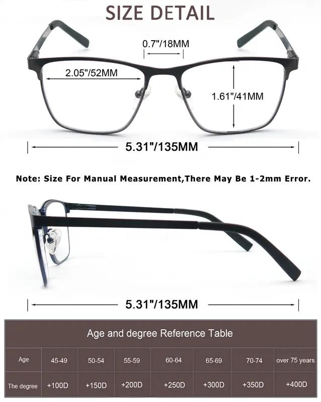 MODFANS Blue Light Reading Glasses for Men Metal Frame Computer Readers Presbyopia Magnifier Lens Eyewear Diopter +0.75 to +4.0 - Image 4