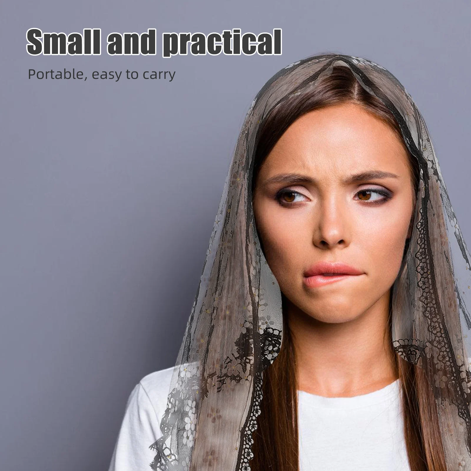 

Breathable Floral Lace Triangular Shawl with Fringe Soft Polyester Embroidered Scarf for Women Wedding Chapel Prayer Event Use