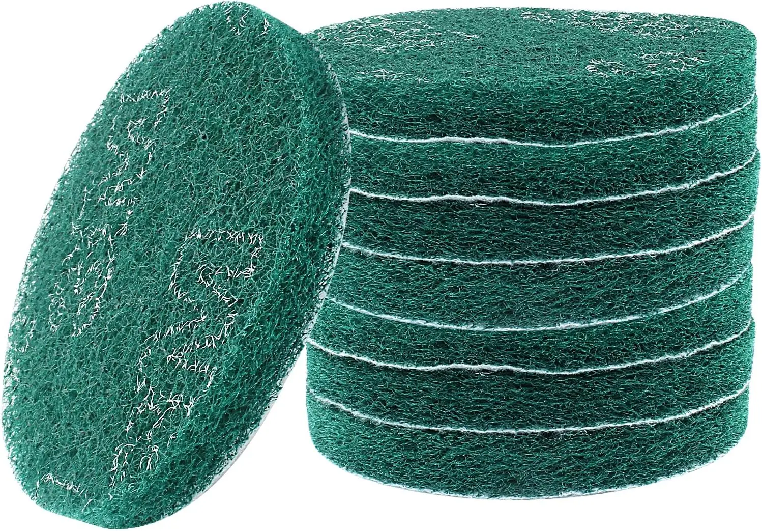 

8 Pack Round Abrasive Scouring Pads for Kitchen Household Cleaning Green